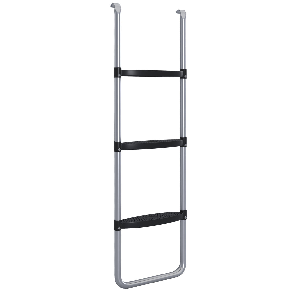 SPORTNOW Trampolinleiter mit 3 oder 2 Stufen horizontalen breiten Tritten, universellem Haken, Tragfähigkeit 120 kg, 110 x 32 cm Silber