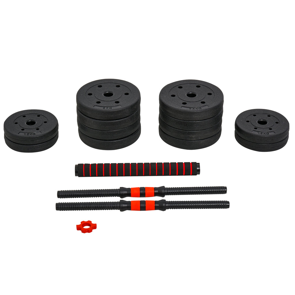 HOMCOM 2 in 1 Hanteln Set 25 kg verstellbare Kurzhantel & Langhantel professionell Dumbbell Krafttraining und Gewichtheben für Zuhause Fitness