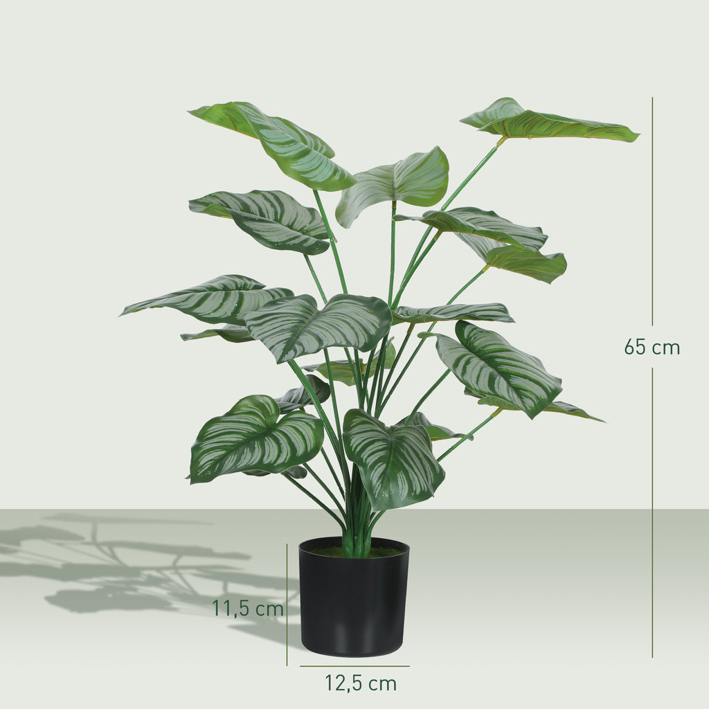 HOMCOM Dekorative künstliche Pflanzen 65 cm Künstliche Pflanzen mit Topf und Blättern für Innenbereich Grün