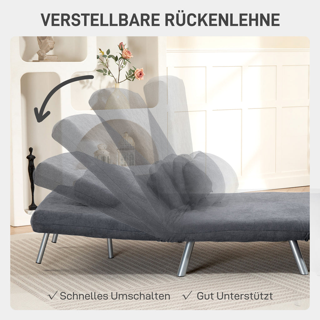 HOMCOM Polstersessel mit Bettfunktion, 2-in-1 Design, Schlafsessel, Gästebett, Stoffbezug, mit Kissen, Dunkelgrau