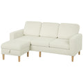 HOMCOM 3-Sitzer-Sofa mit Hocker, Rippenvelours-Sofa, gepolsterte Sitzfläche und Rückenlehne, 192x138x85cm, Beige