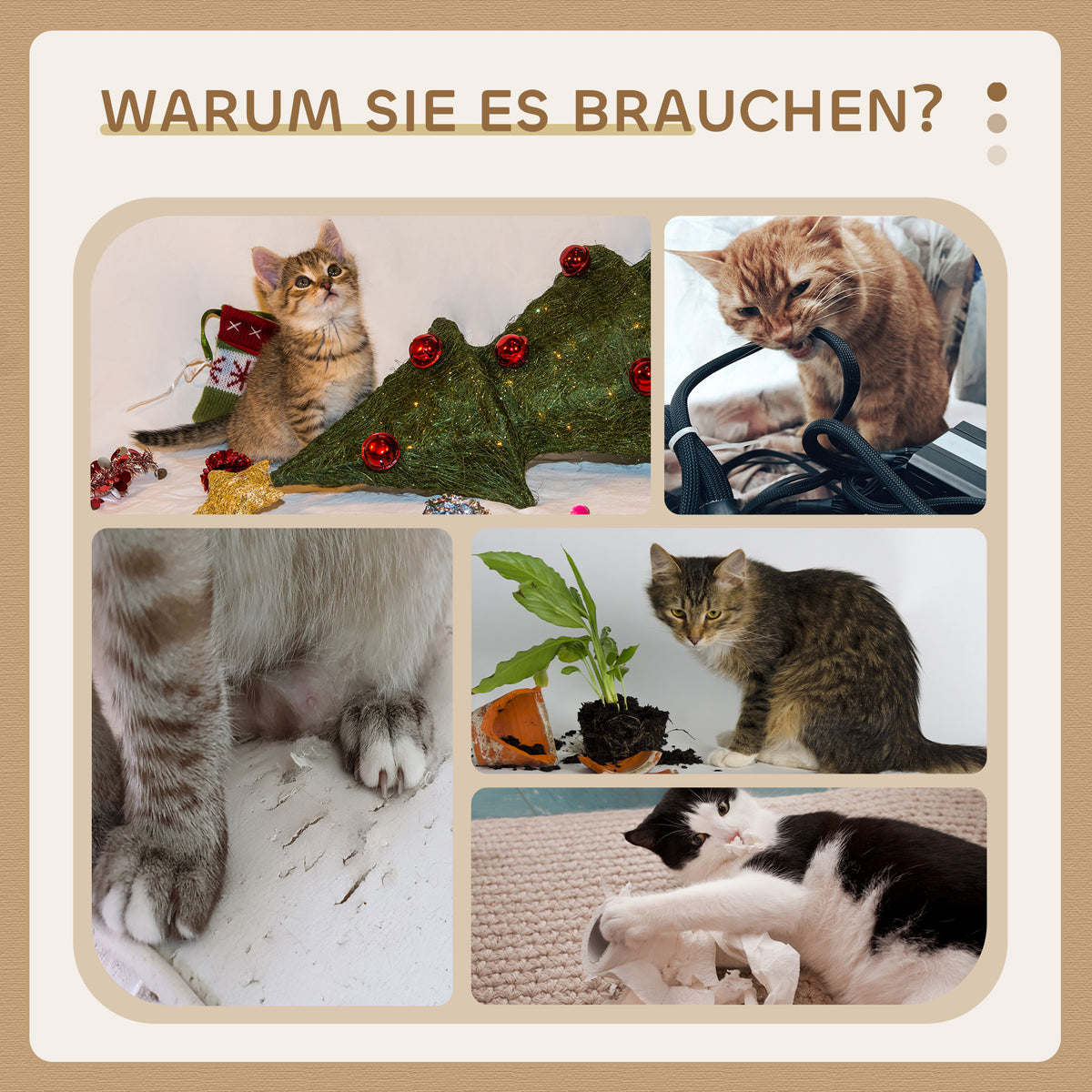 PawHut Kratzbaum mit Jute-Kratzmatte, Liegeplattform, Spielball, Katzenhaus, Beige, 40 x 40 x 57 cm