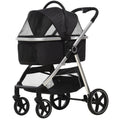 PawHut 2-IN-1 Hundebuggy Tragtasche bis 10kg Kissen klappbar 1 Aufbewahrungskorb 83 cm x 58 cm x 102 cm Schwarz