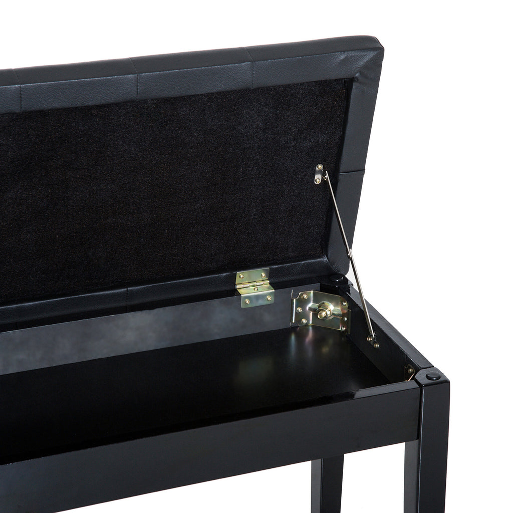 HOMCOM Klavierhocker, Klavierbank mit Verstecktem Stauraum, Klavierstuhl mit Kunstleder Kissen, Pianobank, Massivholz Keyboardbank für Piano, Keyboard, 76 x 36 x 50 cm, Schwarz