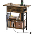 HOMCOM Beistelltisch Nachttisch mit Steckdosenleiste, 2 Ebenen, USB-Anschlüssen Stauraum 60 x 29,8 x 58,5 cm Rustikal Braun