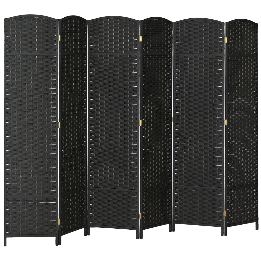 HOMCOM 6-teiliger Raumtrenner, Faltbarer Sichtschutz, Sichtschutzwand für Wohnzimmer, Schlafzimmer, Homeoffice, Schwarz