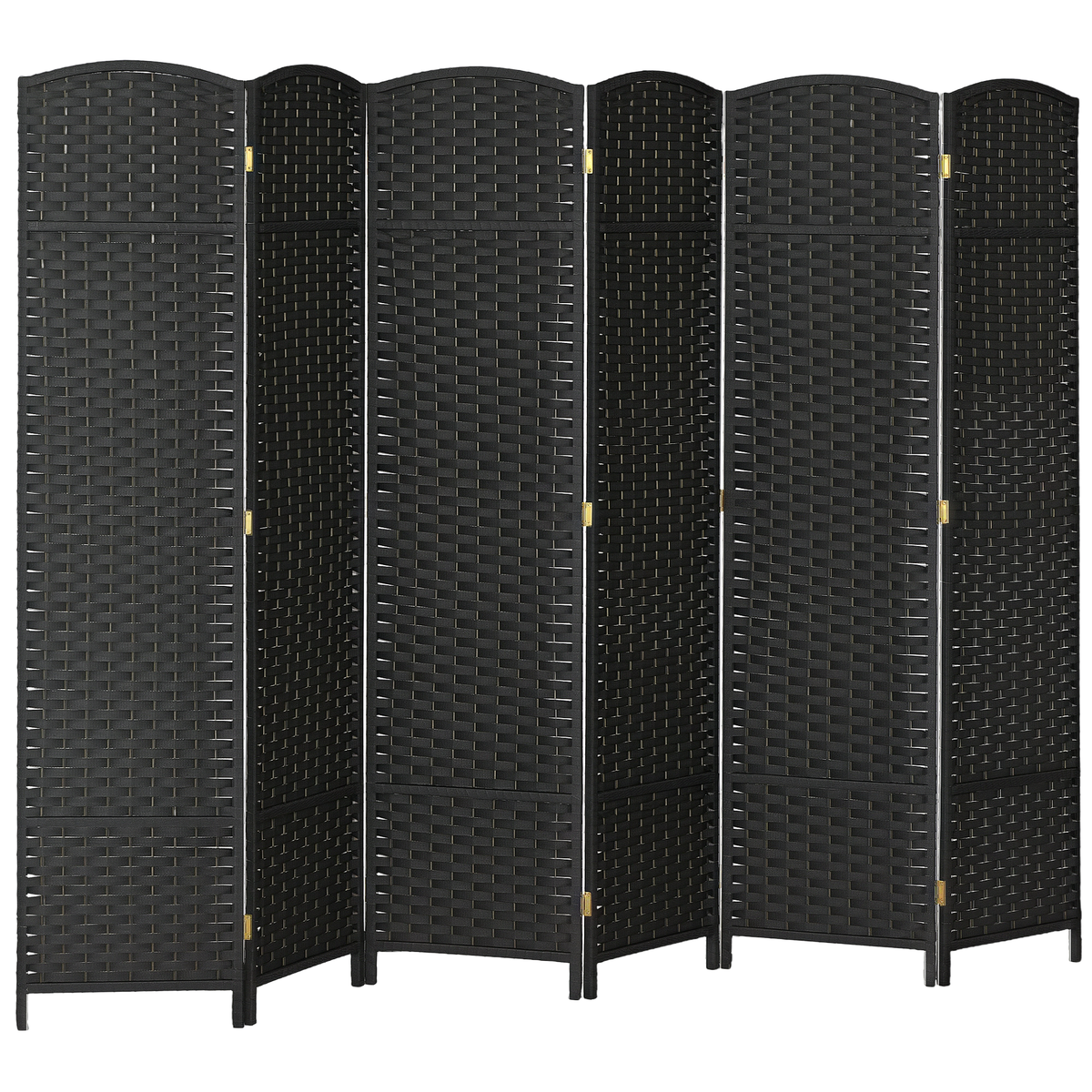HOMCOM 6-teiliger Raumtrenner, Faltbarer Sichtschutz, Sichtschutzwand für Wohnzimmer, Schlafzimmer, Homeoffice, Schwarz