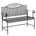 Outsunny Gartenbank Sitzbank Parkbank 2-Sitzer Metallbank Stahlrahmen mit Armlehne für Garten Balkon und Terrasse bis 220 kg belastbar Grau 115,5 x 54 x 96 cm