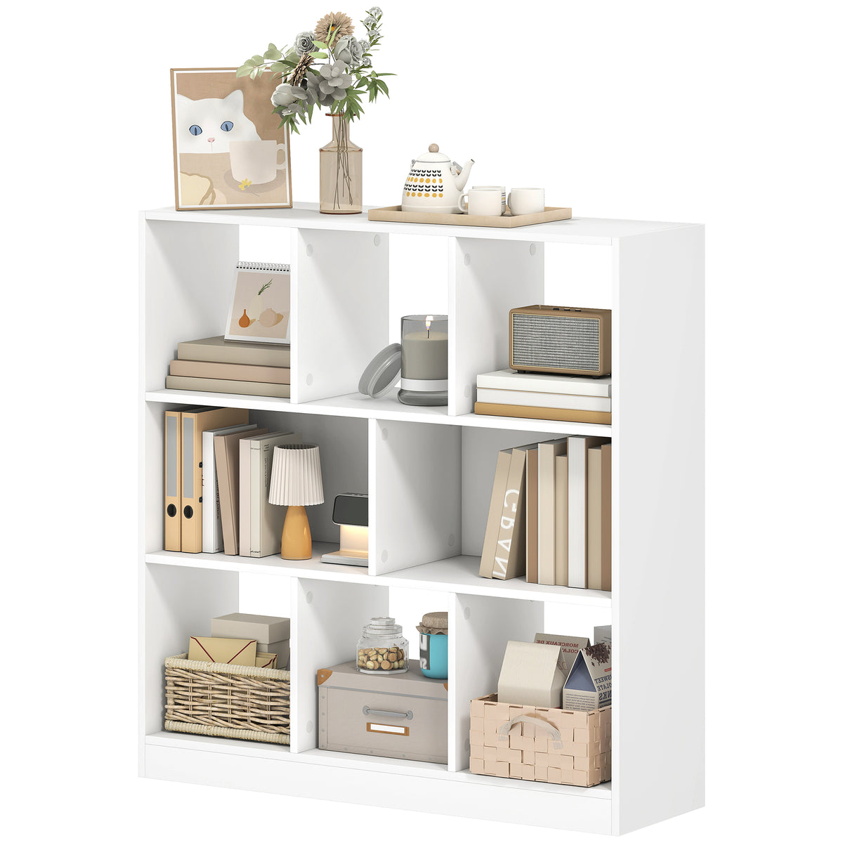 HOMCOM Bücherregal Regal Standregal, 8 Regalfächer, 97,5 x 30 x 100 cm, Weiß