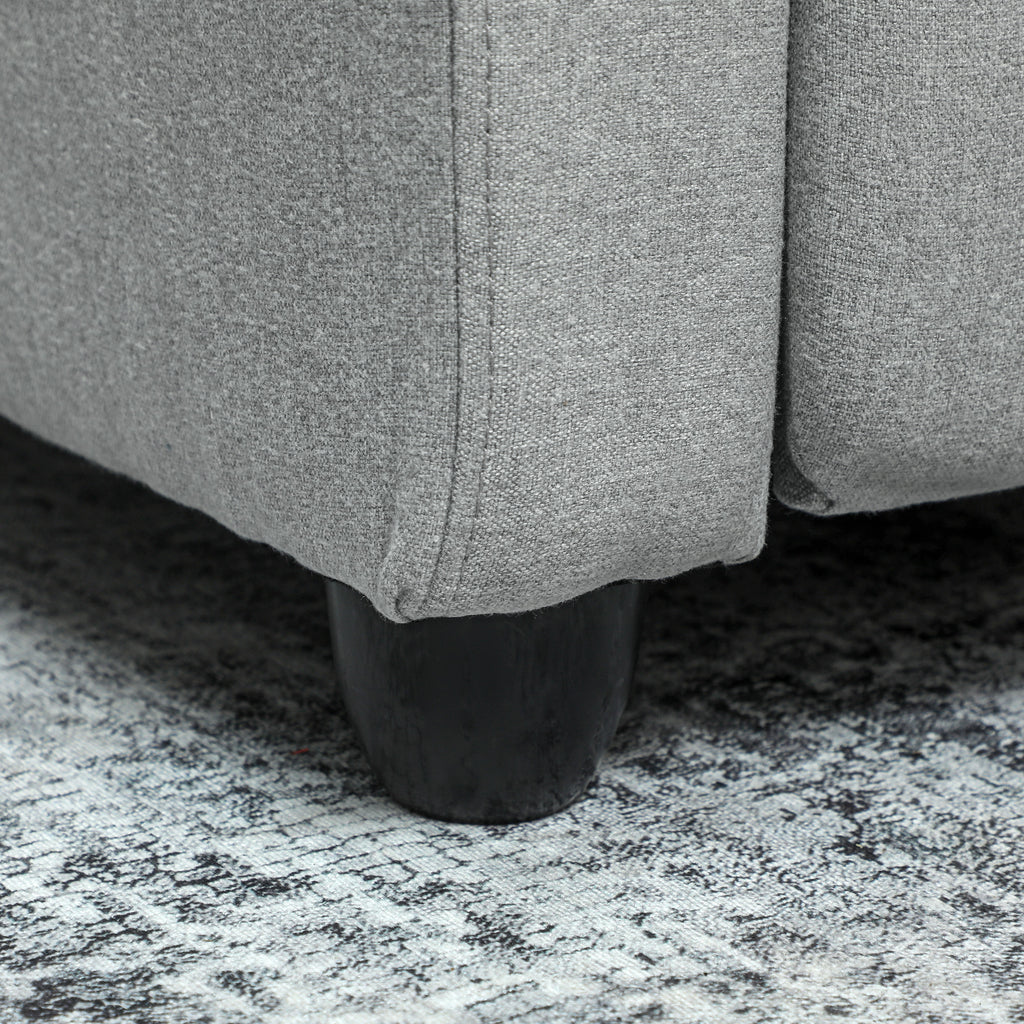 HOMCOM Relaxsessel, verstellbar 135°, ausziehbare Fußstütze, gepolsterte Lehnen, Leinen-Polyester, Hellgrau