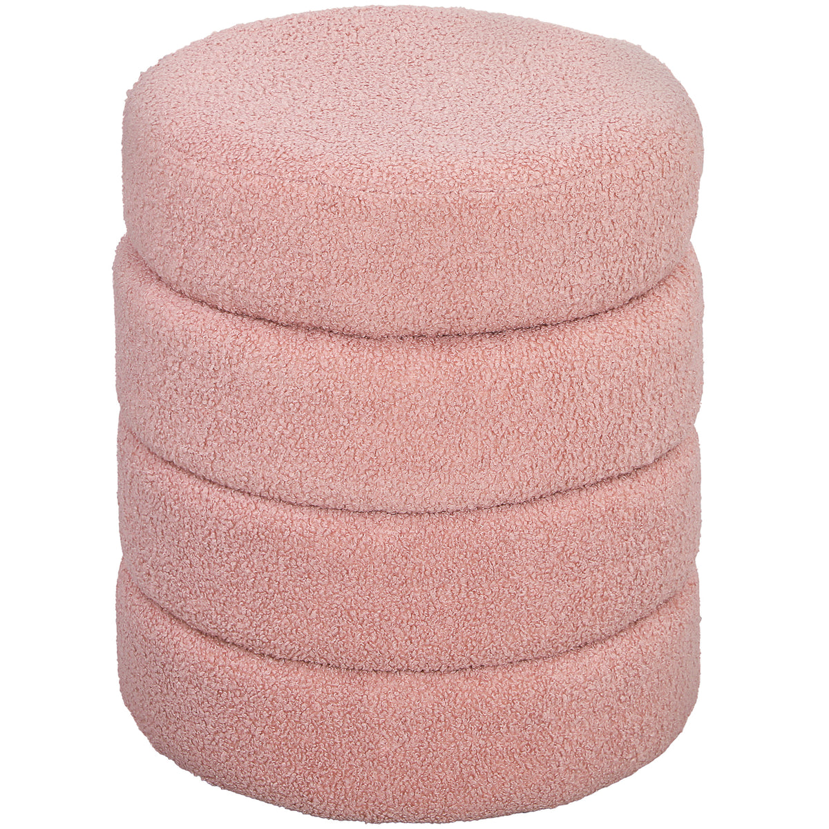 HOMCOM Hocker, rund, Teddyfleece, Metallgestell, bis 120kg, Φ40x45H cm, Rosa