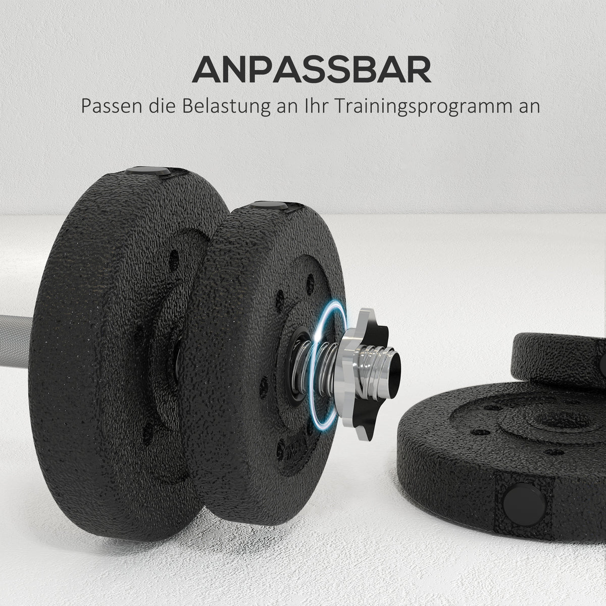 HOMCOM Kurzhantel Set 25KG Hantelset mit Hantelscheiben für Zuhause Büro Fitnessstudio Stahl Kunstleder Schwarz