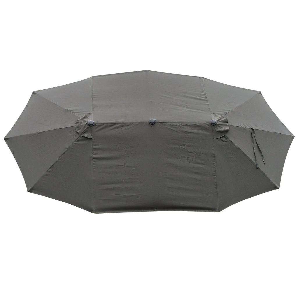 Outsunny Sonnenschirm Gartenschirm Marktschirm Doppelsonnenschirm Terrassenschirm mit Schirmständer Handkurbel Dunkelgrau Oval 460 x 270 x 240 cm