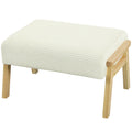 HOMCOM Sitzhocker Hocker mit weichem Sitzkissen Holzbeinen Fußhocker mit Cordoptik Cremeweiß