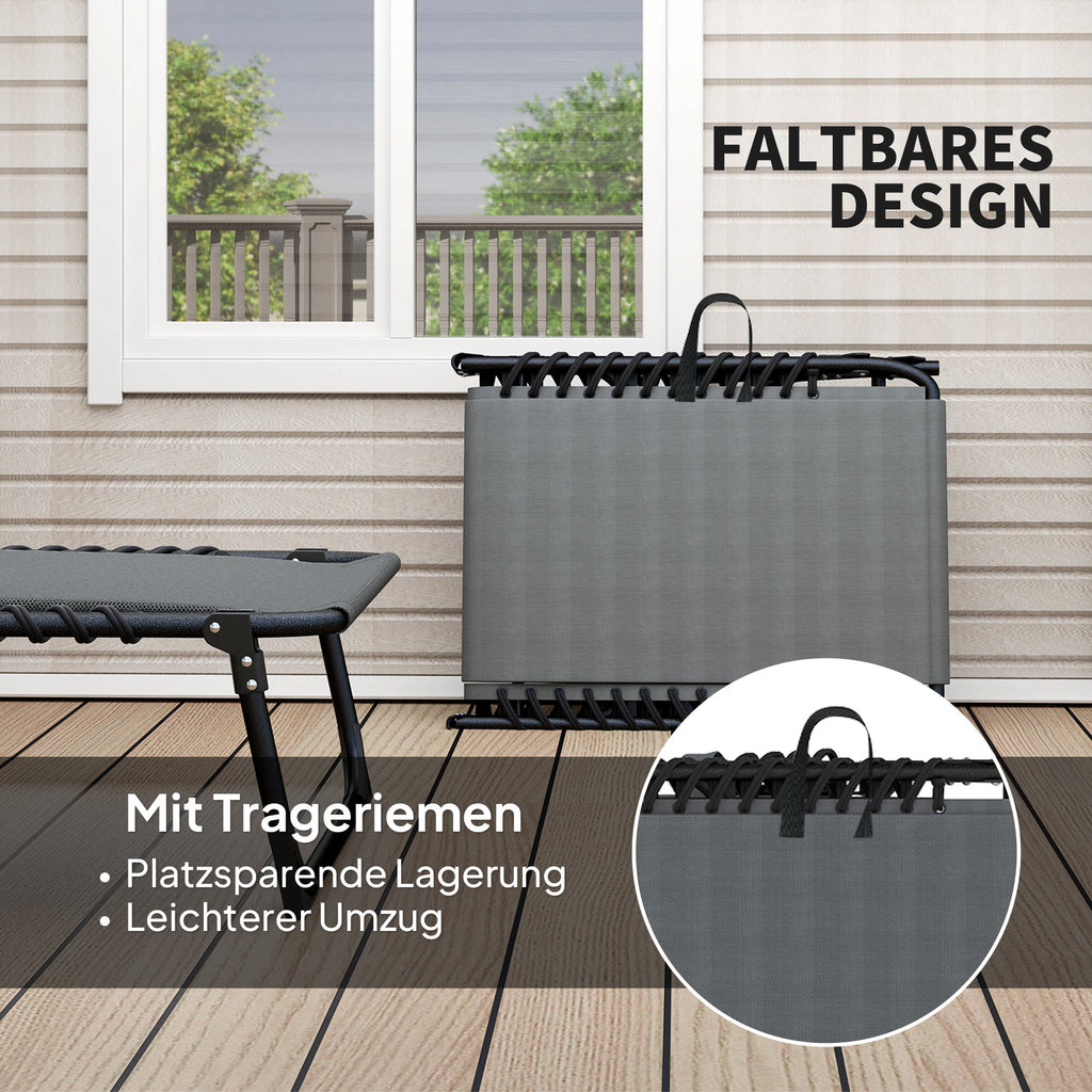 Outsunny Liegestuhl, Sonnenliege mit Polsterung und Seitentasche, Gartenliege, Pool-Liege, Polsterliege, Grau