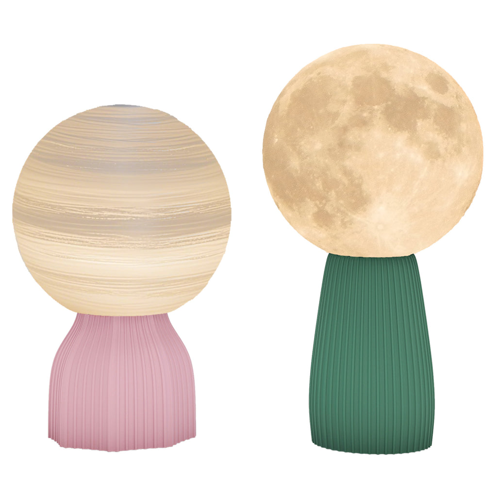 HOMCOM Tischlampen-Set in Planeten-Optik, 3-farbig, USB, Kunststoff, Weiß