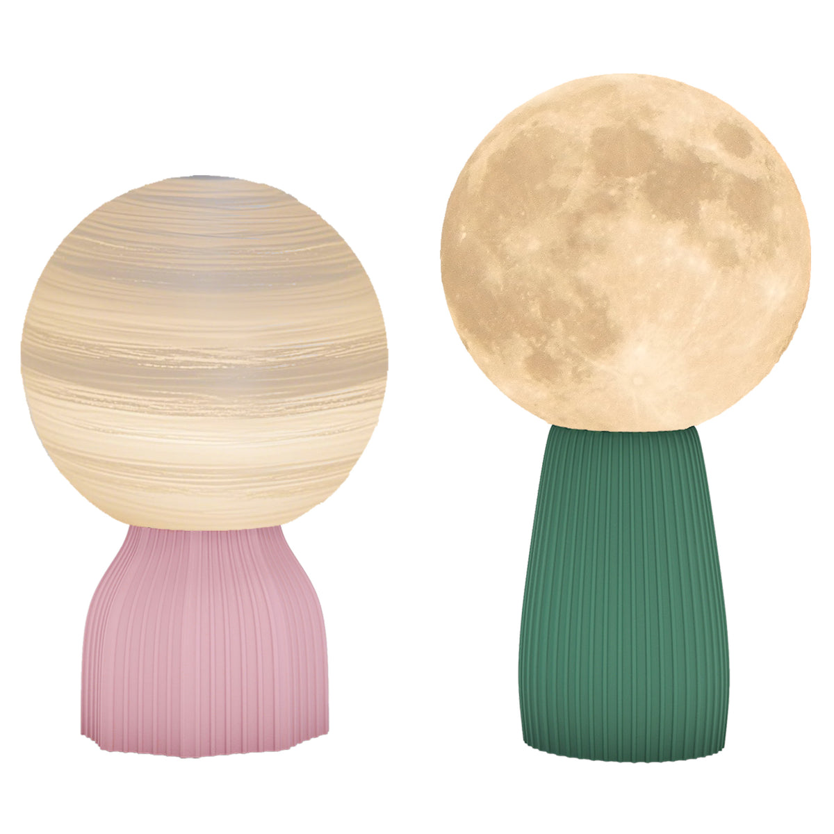 HOMCOM Tischlampen-Set in Planeten-Optik, 3-farbig, USB, Kunststoff, Weiß