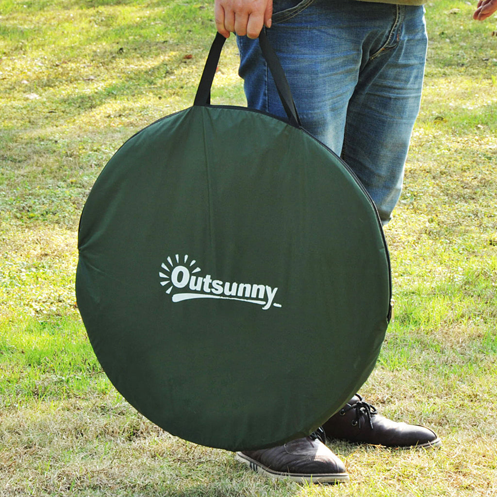 Outsunny Popup-Duschkabine mit schnellem Öffnungs- und -Schließsystem, sofortiges Umkleidekabinett für Camping, aus grünem Polyester