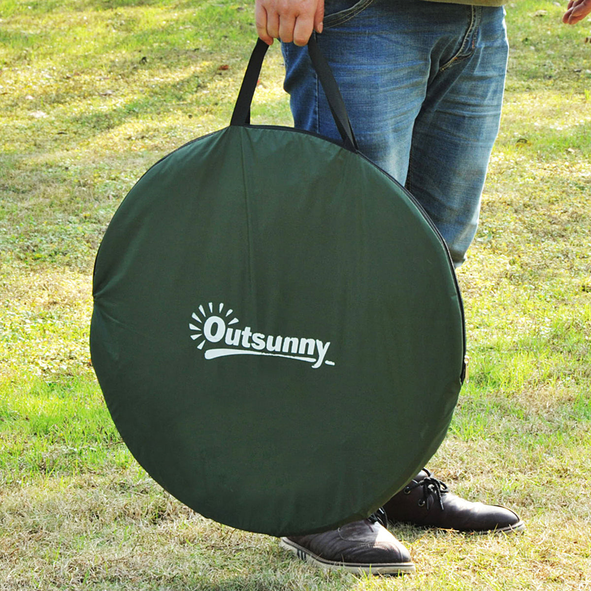 Outsunny Popup-Duschkabine mit schnellem Öffnungs- und -Schließsystem, sofortiges Umkleidekabinett für Camping, aus grünem Polyester
