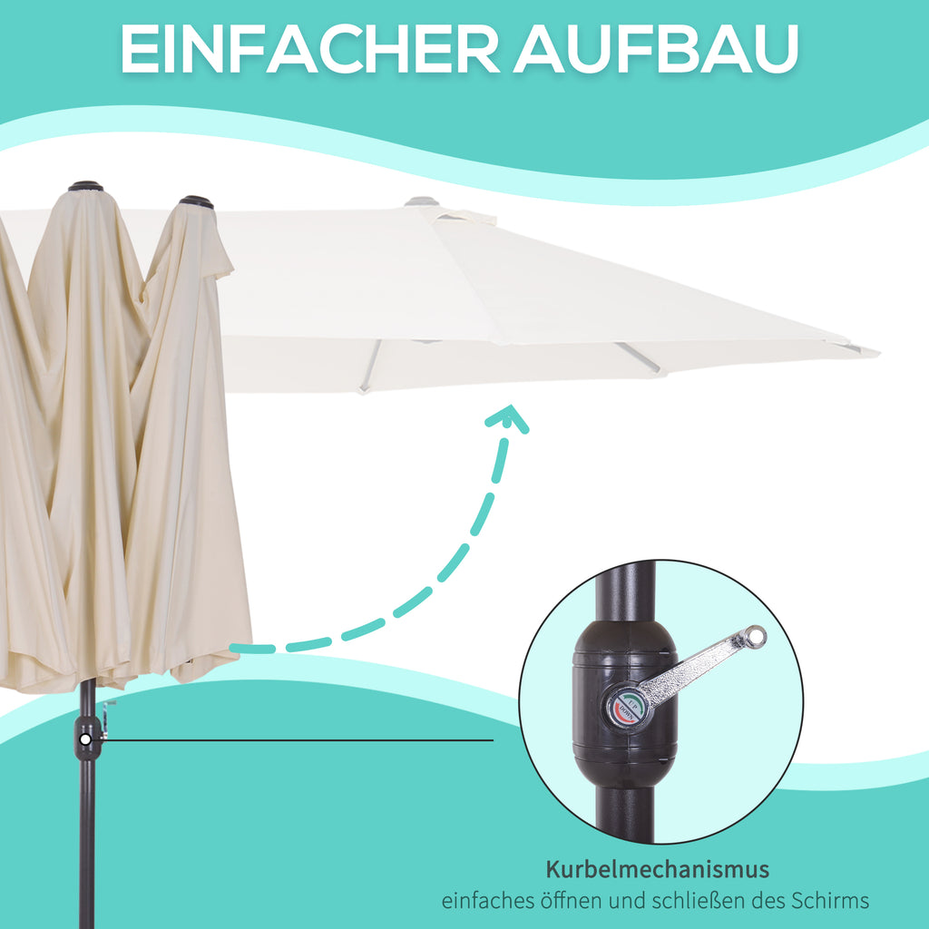 Outsunny XXL Sonnenschirm mit Handkurbel wetterbeständig 455 cm x 270 cm x 240 cm Stahl Polyester Beige