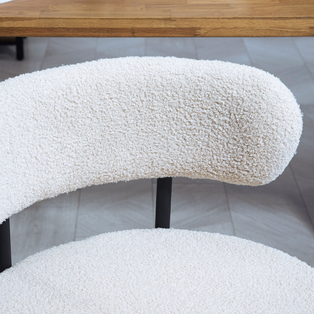 HOMCOM 2er-Set Esszimmerstühle, Fleece-Polsterung, Stühle mit Polstersitz, Metallbeine, Cremeweiß