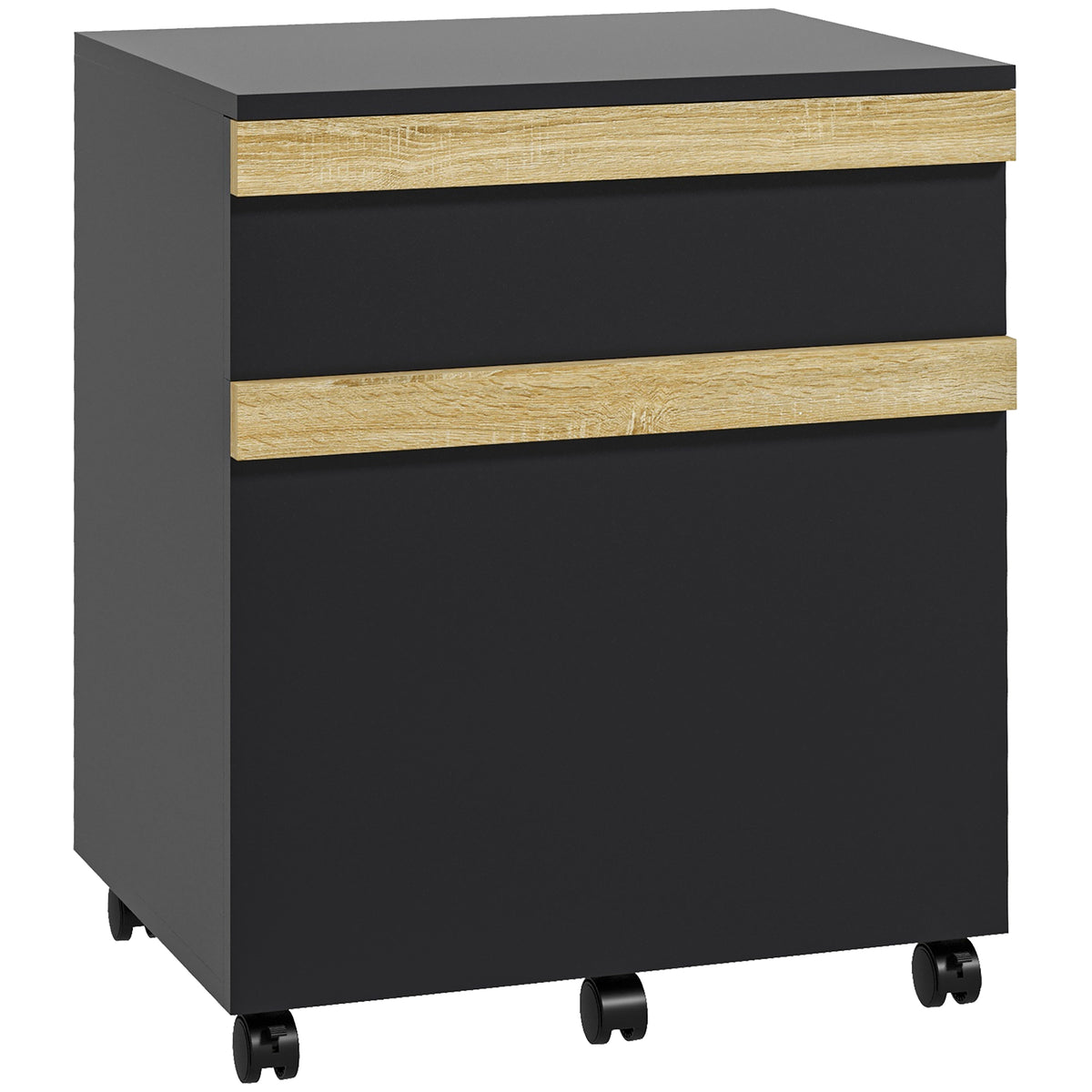 Vinsetto Rollcontainer Büromöbel auf Rollen mit 2 Schubladen Ablagefach für Aktenordner 48 x 40 x 59,5 cm Schwarz