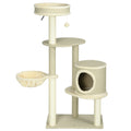 PawHut Kratzbaum Katzenbaum, 1 Katzenbett, 1 Katzenhöhle, 2 Liegeflächen, 124 cm x 59 cm x 40cm +Beige