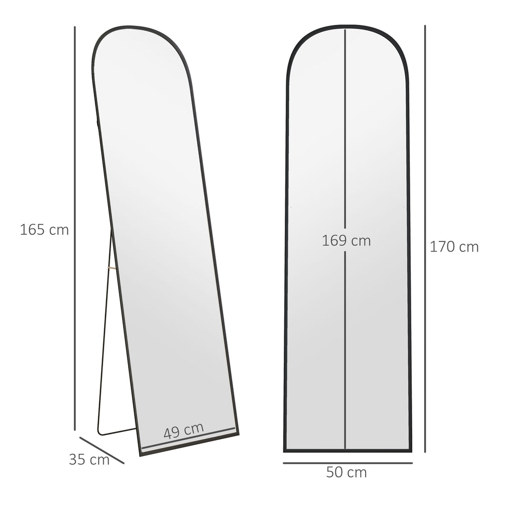 HOMCOM Standspiegel, Ganzkörperspiegel, modernes Design, 50 cm x 1,5 cm x 161,5 cm, Schwarz