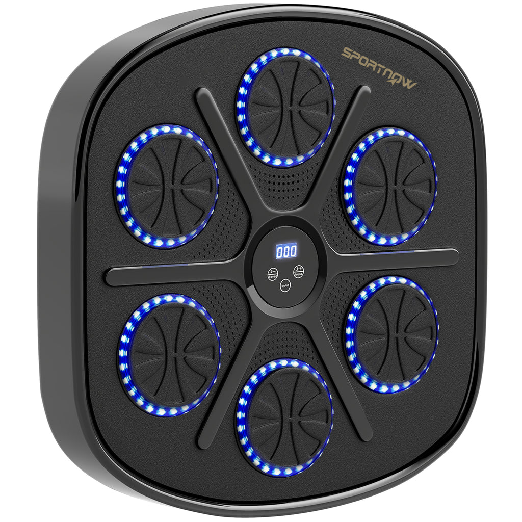 SPORTNOW Musik-Boxmaschine, Rhythmisches Boxgerät, 9 Modi, Bluetooth, LED-Lichter, mit Boxhandschuhen, Schwarz