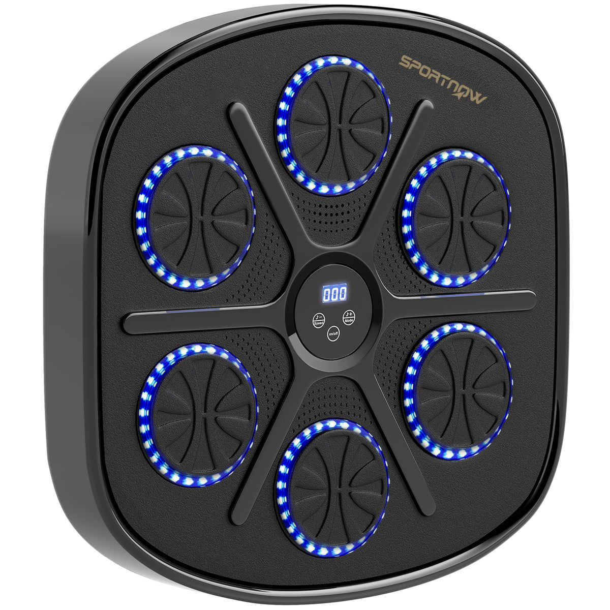 SPORTNOW Musik-Boxmaschine, Rhythmisches Boxgerät, 9 Modi, Bluetooth, LED-Lichter, mit Boxhandschuhen, Schwarz