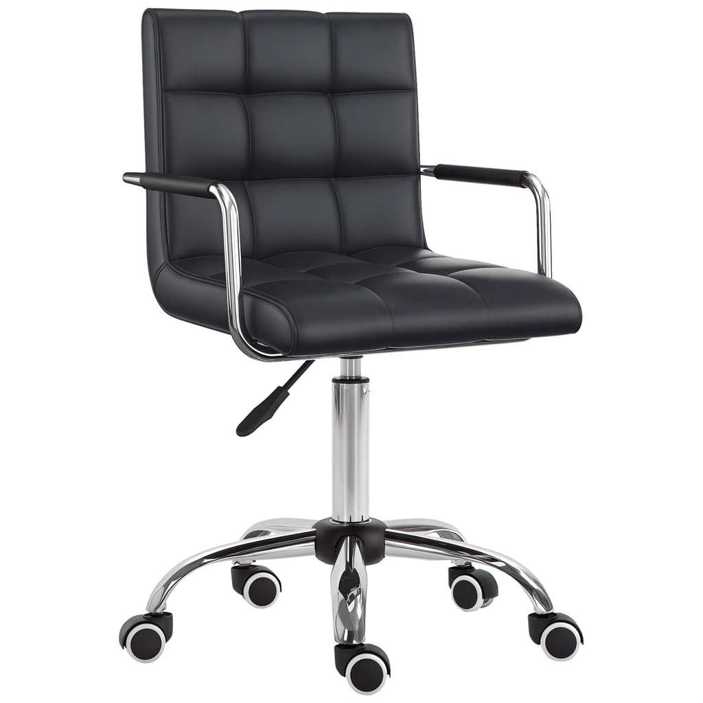 HOMCOM Bürostuhl im Retrodesign, höhenverstellbar, 5 Rollen, 52,5 cm x 54 cm x 99 cm, Schwarz