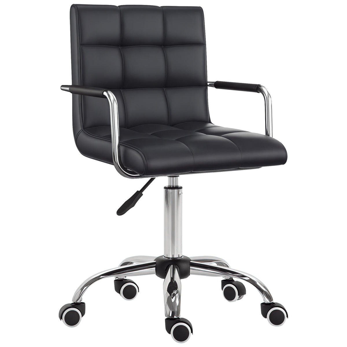 HOMCOM Bürostuhl im Retrodesign, höhenverstellbar, 5 Rollen, 52,5 cm x 54 cm x 99 cm, Schwarz