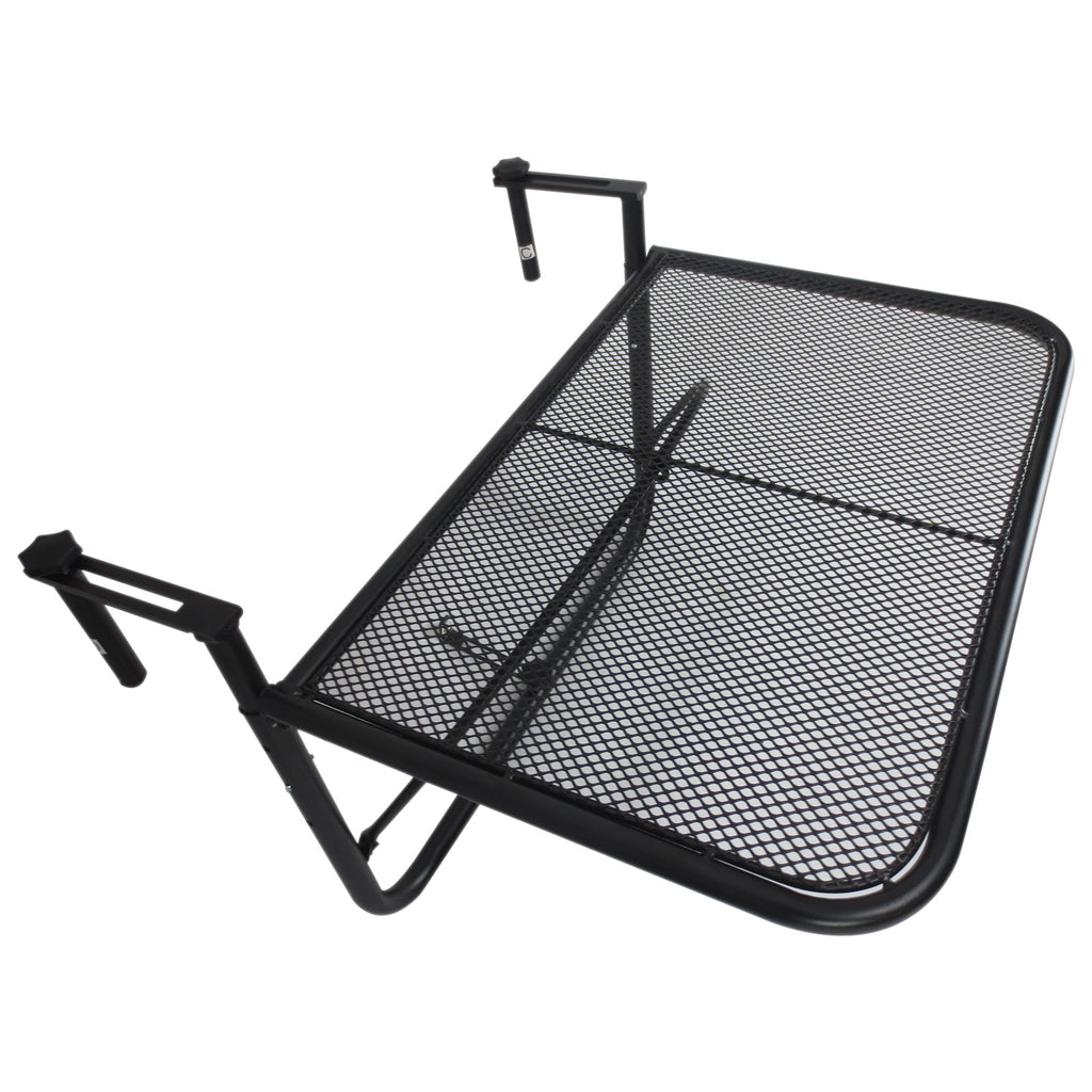 Outsunny Balkonhängetisch Gartentisch höhenverstellbar viereckig Terrasse Metall Schwarz L60 x B56,5 x H45 cm