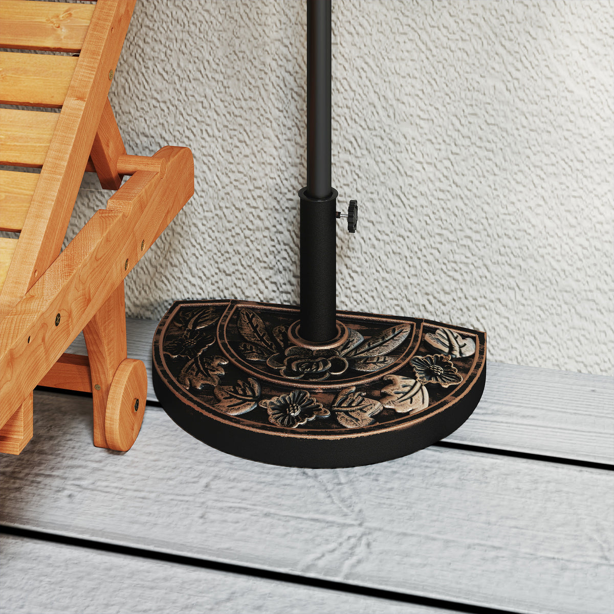 Outsunny Sonnenschirmständer aus Edelstahl Schirmständer mit Griffe, halbrund Schirmhalter, Schirmgewichtfür Sonnenschirm Ø3,8-Ø4,8 cm, für Balkon, Terasse, Garten, Bronze