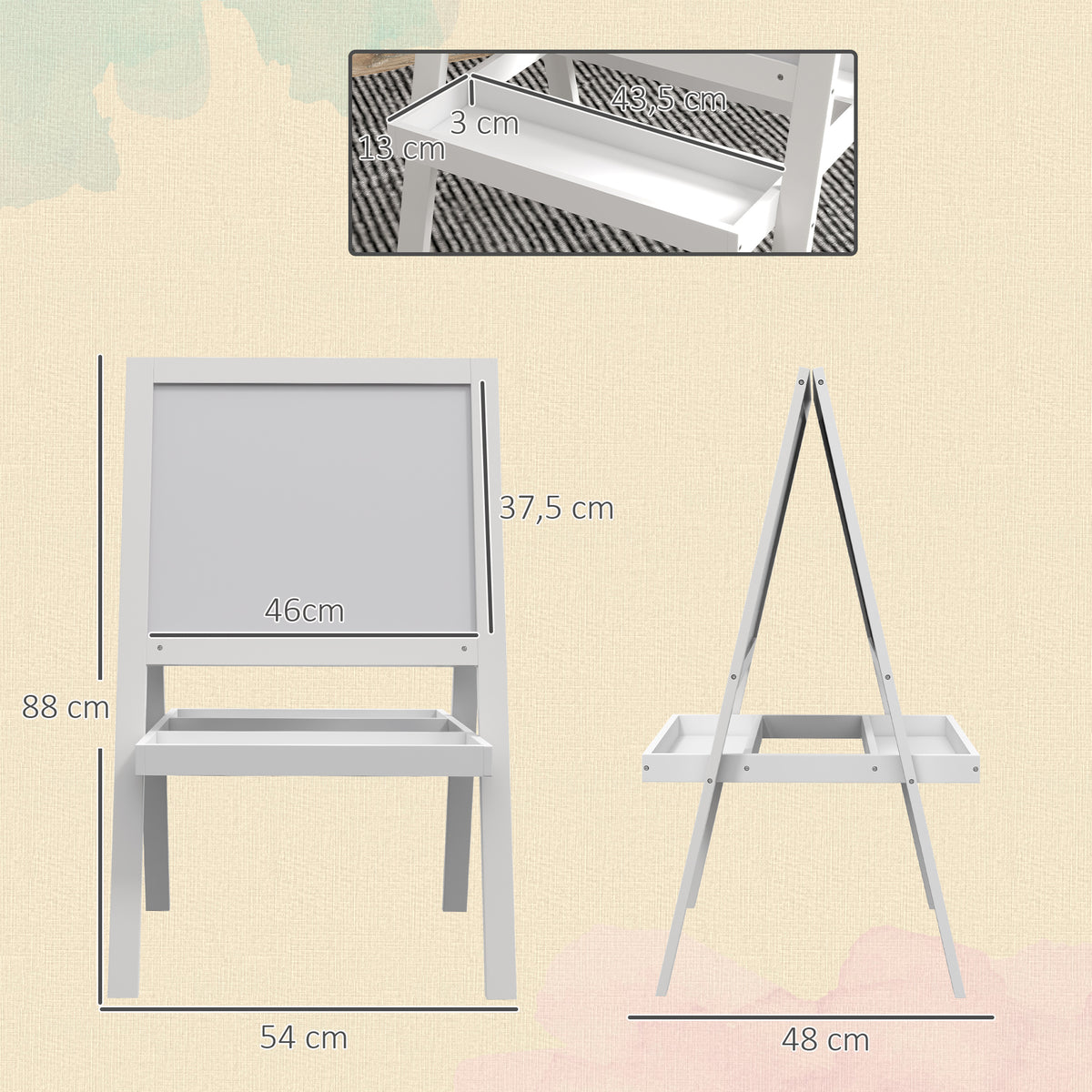 AIYAPLAY Kindertafel-Aufstellbild 2 in 1 magnetische Kreidetafel und schwarze Tafel weiß