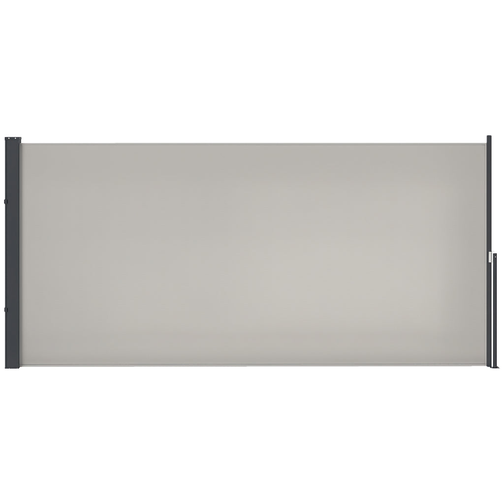 Outsunny Seitenmarkise, Seitenrollo, ausziehbar, Sichtschutz, Aluminium/Polyester, 3 x 1,4 m, Hellgrau