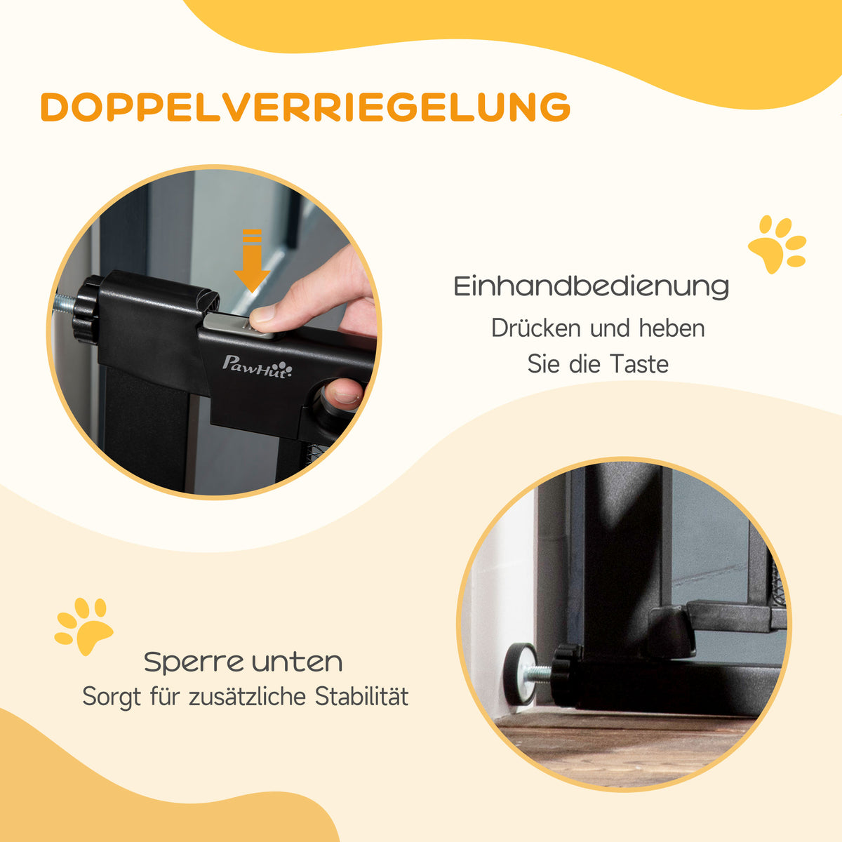 PawHut Treppenschutzgitter Haustiergitter Hundeschutzgitter, verstellbar von 75 cm - 103 cm, Schwarz