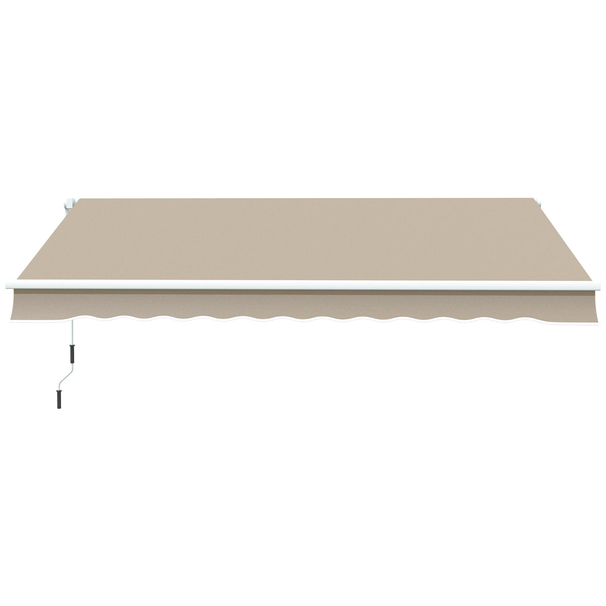 Outsunny Markise, Sonnenschutz, einfahrbar, mit Handkurbel, Metallrahmen, Polyester, Weiß+Beige, 3,95 x 2,45 m