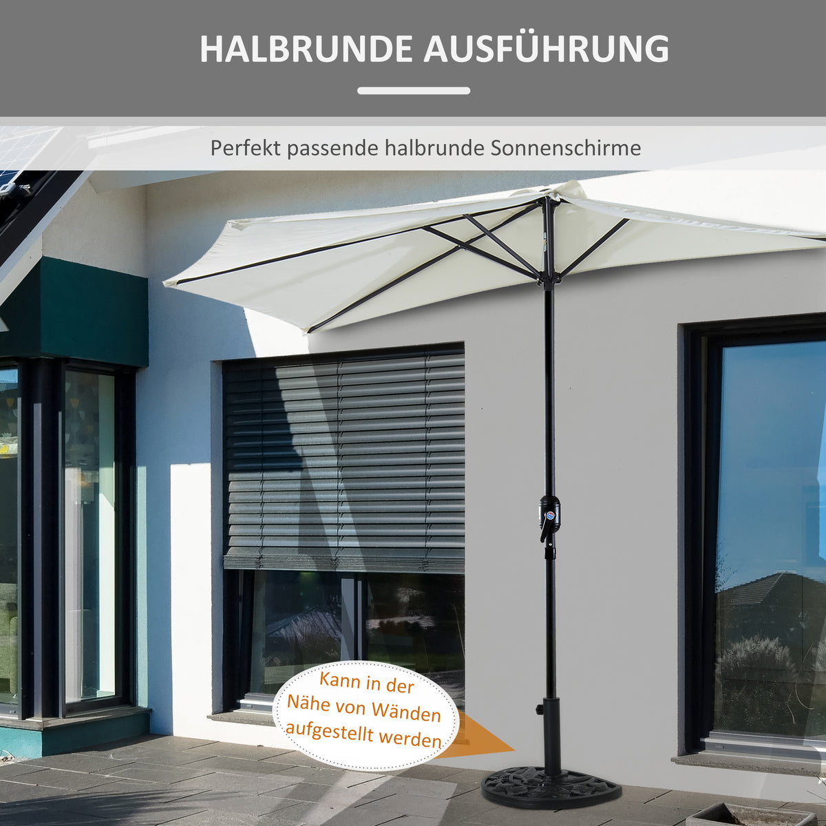 Outsunny Sonnenschirmständer, halbrund, 9 kg, Blumendesign, HDPE/Zement, für Schirmmasten Ø35/38/48 mm