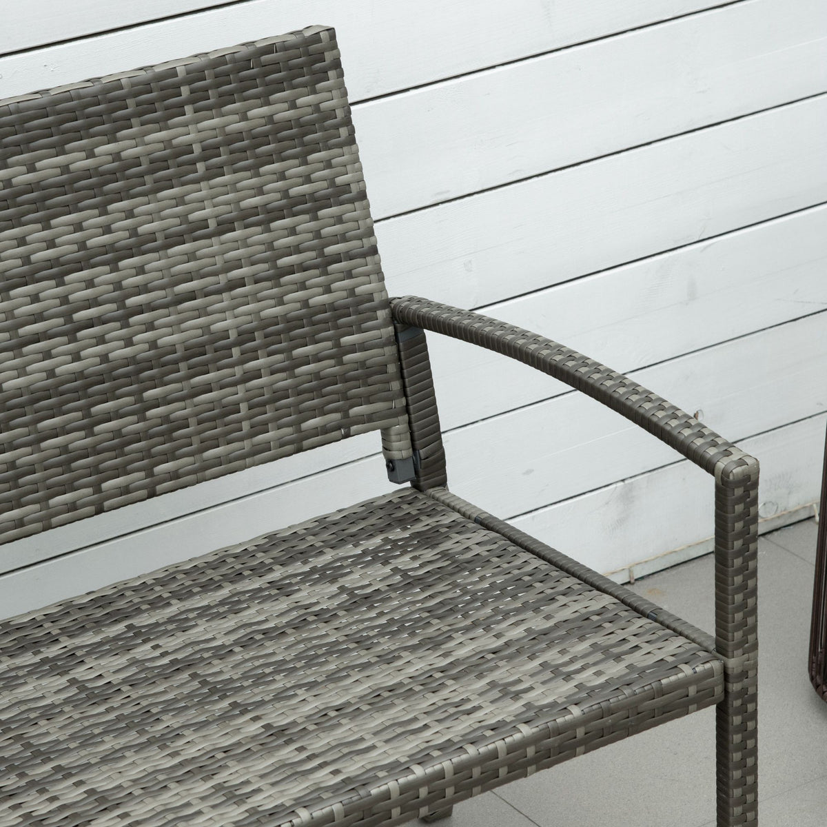 Outsunny Gartenbank, in Rattanoptik, mit Stahlrahmen, für 2 Personen, Braun, 122 x 60 x 87cm