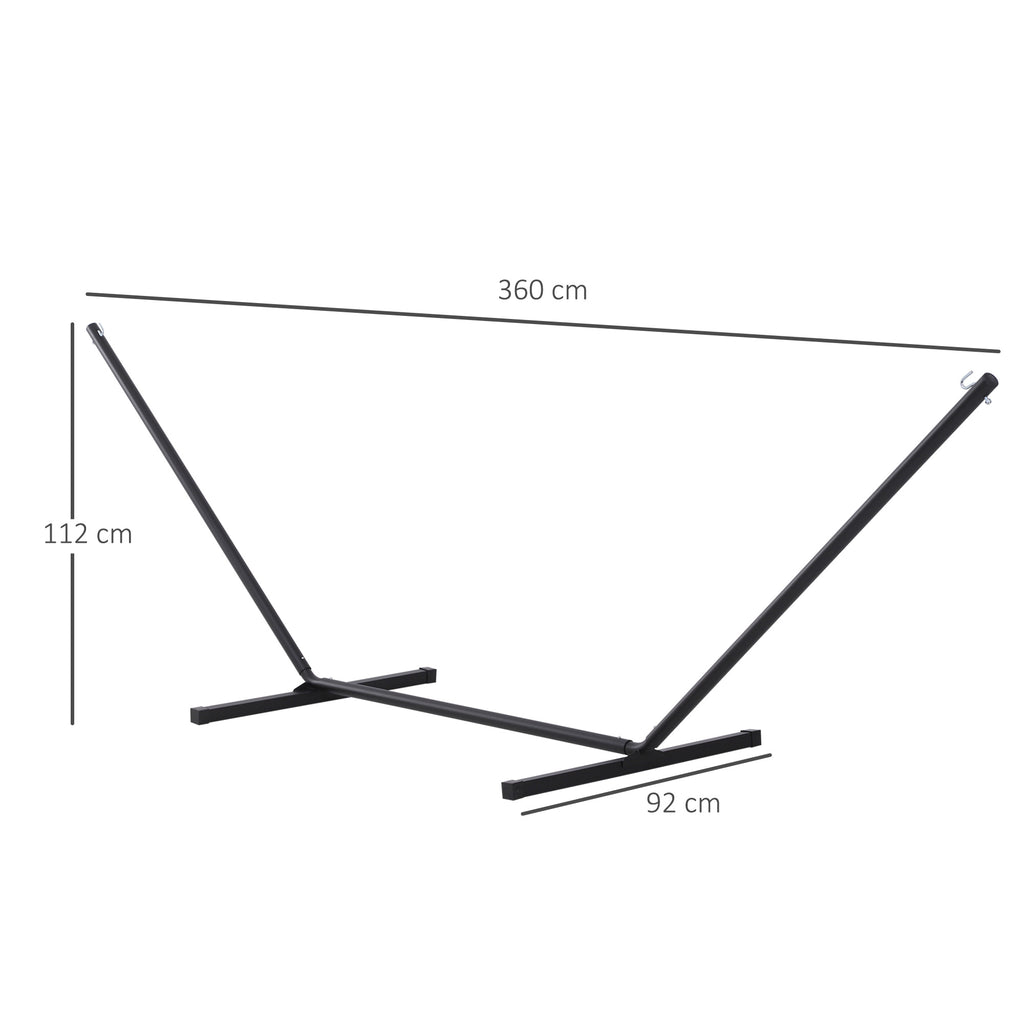 Outsunny Hängemattengestell für Hängematten Hängemattenständer mit Haken Garten Strand Metall 360 x 92 x 112 cm bis 120 kg