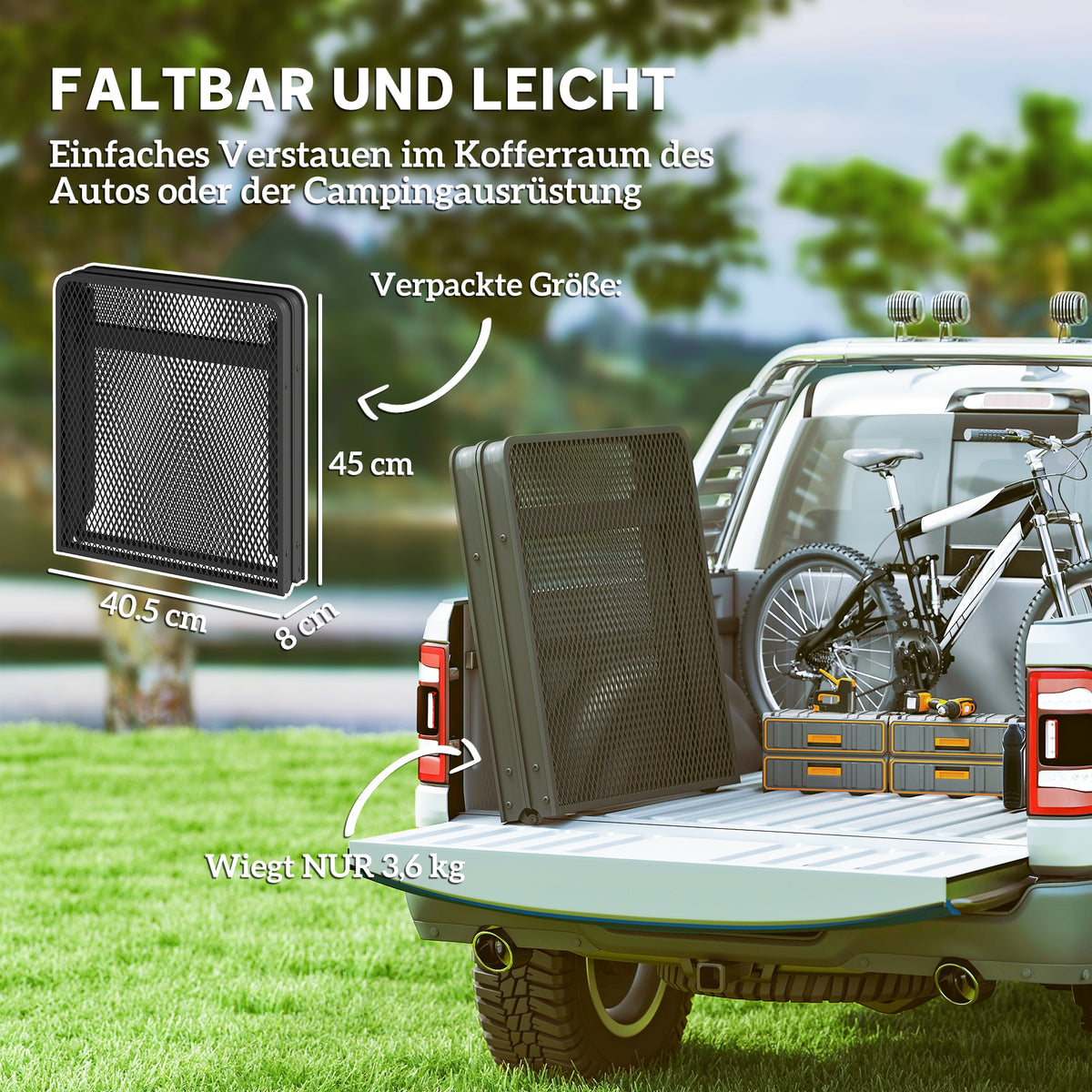 Outsunny Campingtisch höhenverstellbar Klapptisch mit Metallgitter Klappbar aus Aluminium