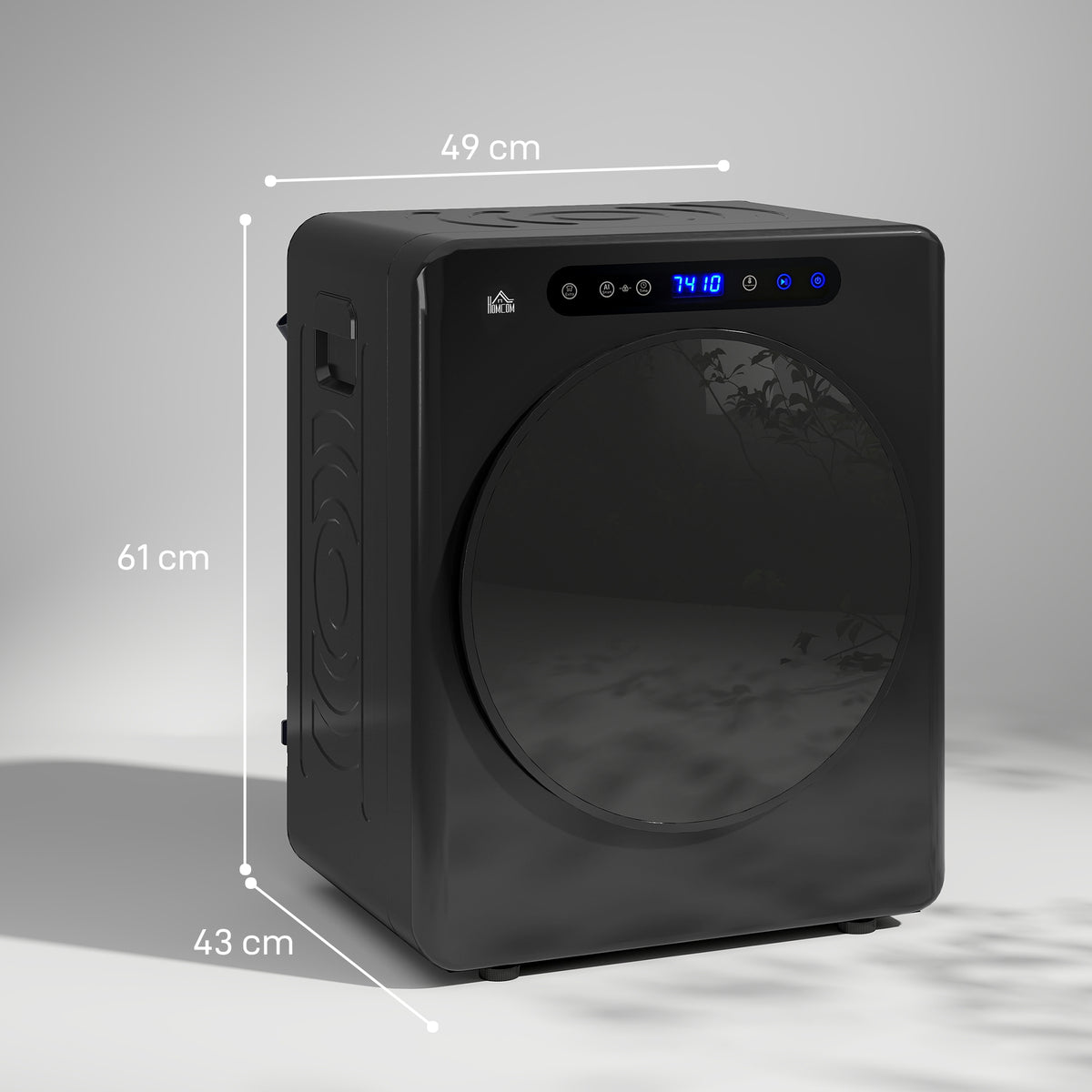 HOMCOM Wäschetrockner, 6 Programme, 40-60℃, 4 kg Kapazität, kompakt, Touch-Bedienung, Schwarz