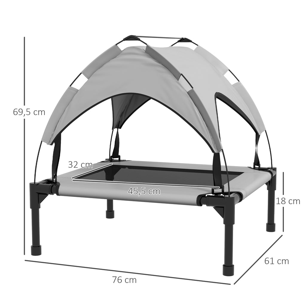PawHut Hundebett mit Dach, atmungsaktiv, wasserabweisend, bis 20 kg, 76 x 61 x 69,5 cm, Hellgrau