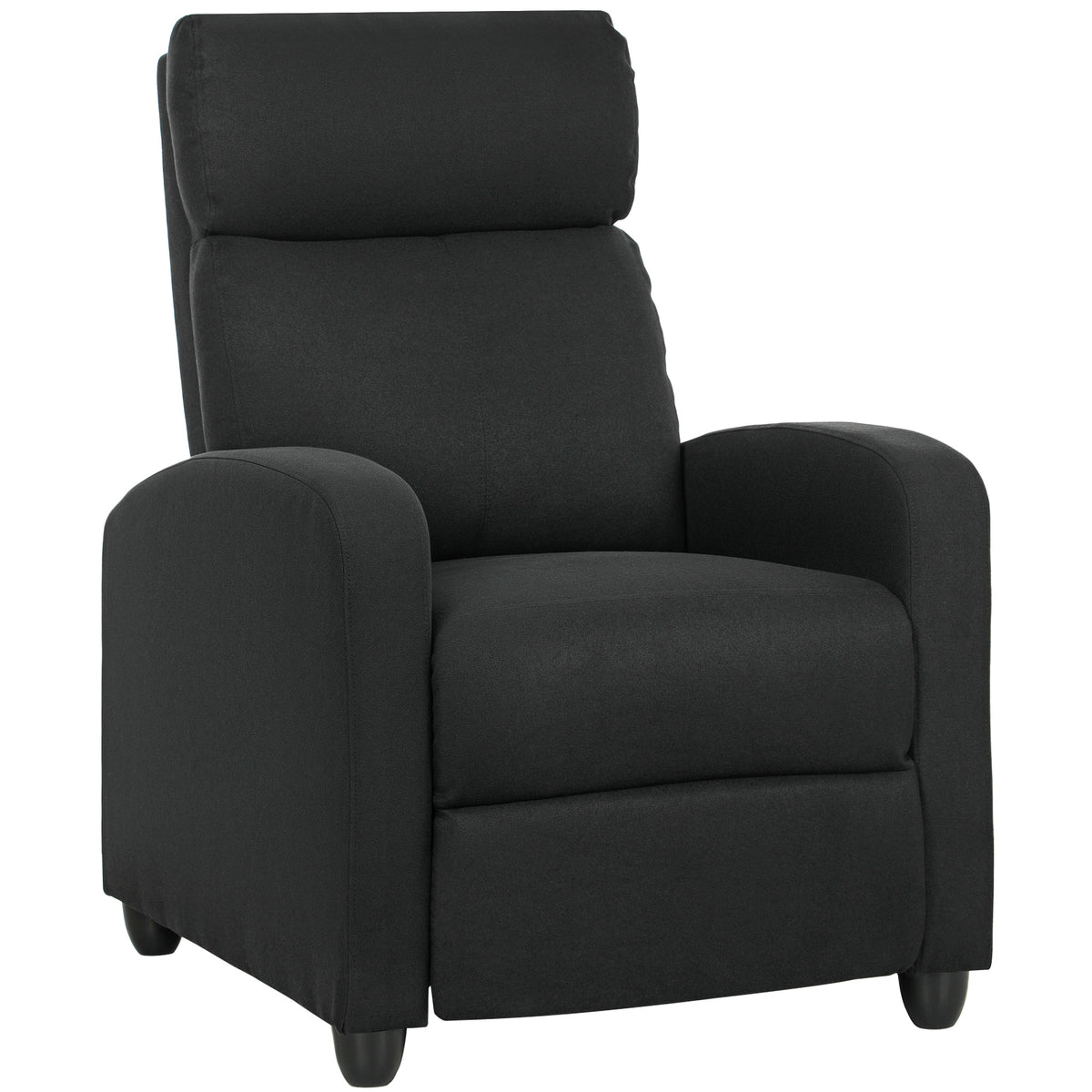 HOMCOM Relaxsessel, verstellbar 135°, ausziehbare Fußstütze, gepolsterte Lehnen, Leinen-Polyester, Schwarz