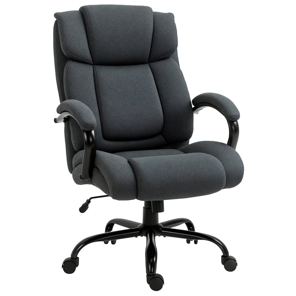Vinsetto Bürostuhl, Ergonomischer Schreibtischstuhl, Drehstuhl mit gepolsterter Armlehne, bis 220 kg belastbar, Grau