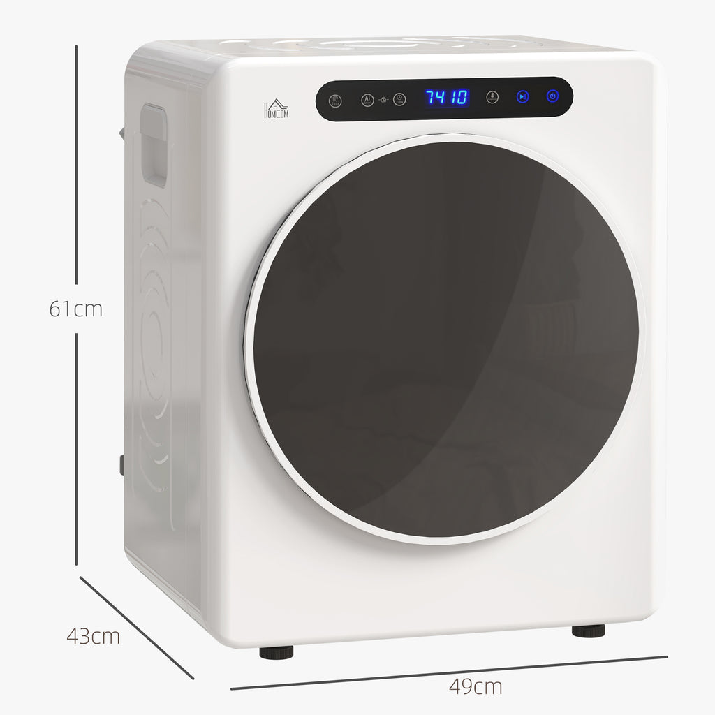 HOMCOM Wäschetrockner, 6 Programme, 40-60℃, 4 kg Kapazität, kompakt, Touch-Bedienung, Weiß