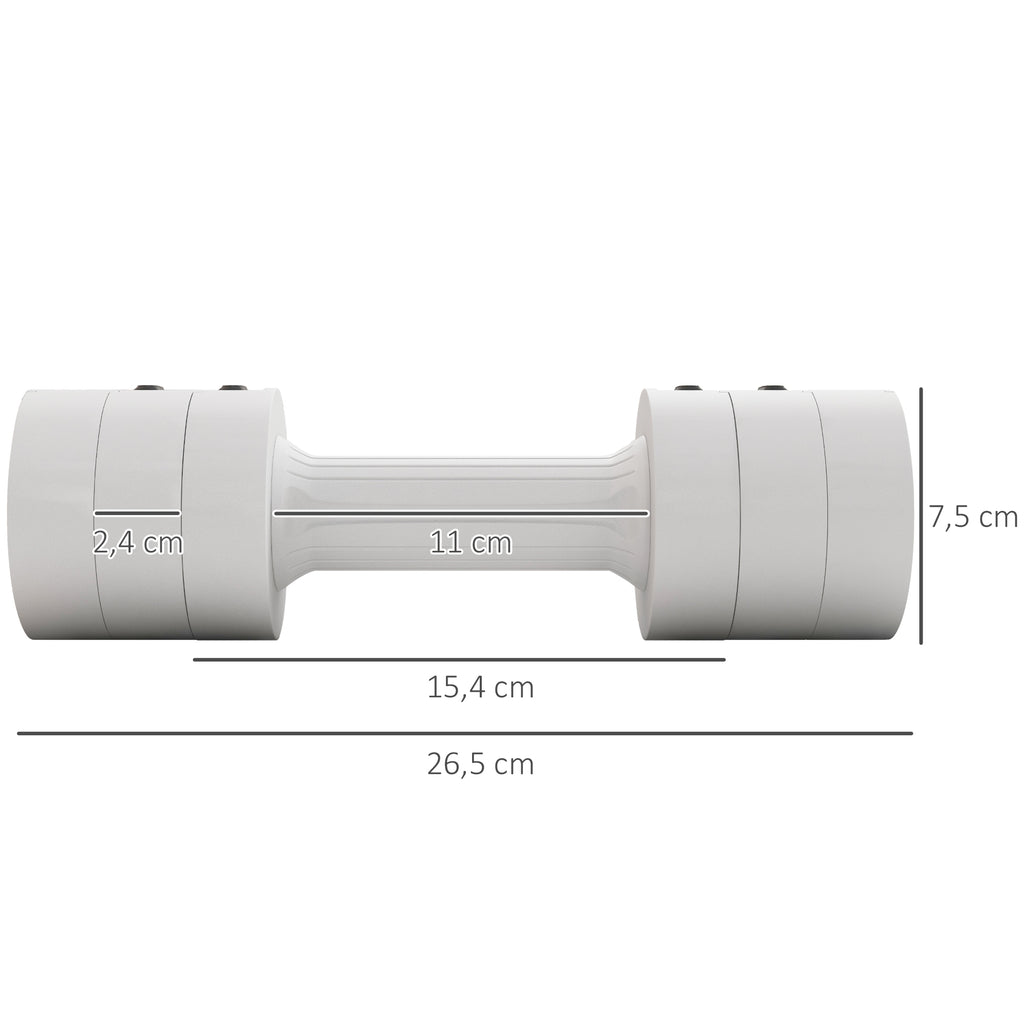 SPORTNOW 2 x 2,5 kg Kurzhanteln mit anpassbarem Gewicht, Kunststoffgehäuse, Weiß