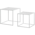 HOMCOM Beistelltisch-Set, moderne Satztische, platzsparend, stabiler Stahlrahmen, Weiß