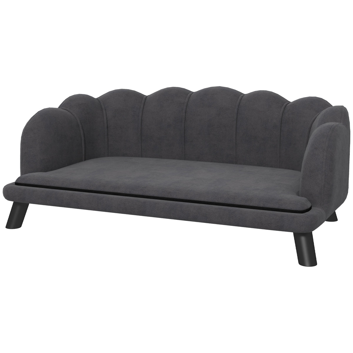 PawHut Hundesofa Hundecouch, Waschbarer Bezug, Haustiersofa mit Rückenlehne und Holzbeine, Katzensofa, für mittelgroße Hunde unter 25 kg, Dunkelgrau